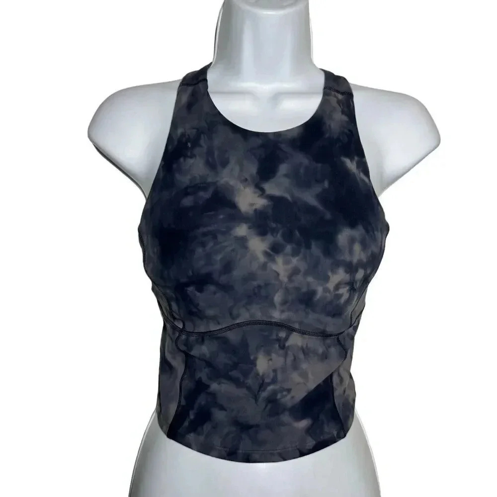 lululemon athletica Charcoal and White Tie-Dye Tank Top